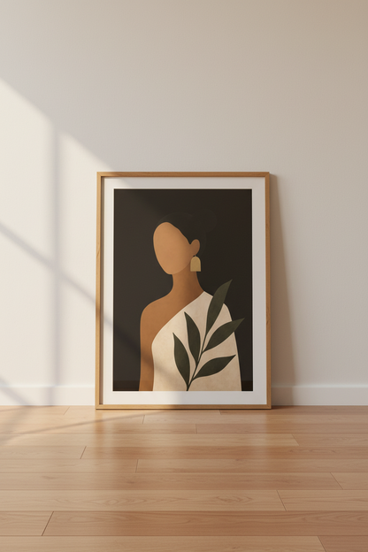Minimalist Portrait Wall Art Print | Living Room Decor | Earthy Poster