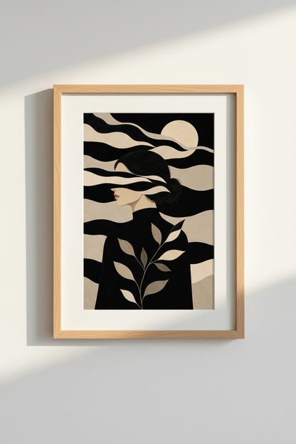 Monochrome portrait Wall Art Print | Living Room Decor | Minimalist Poster