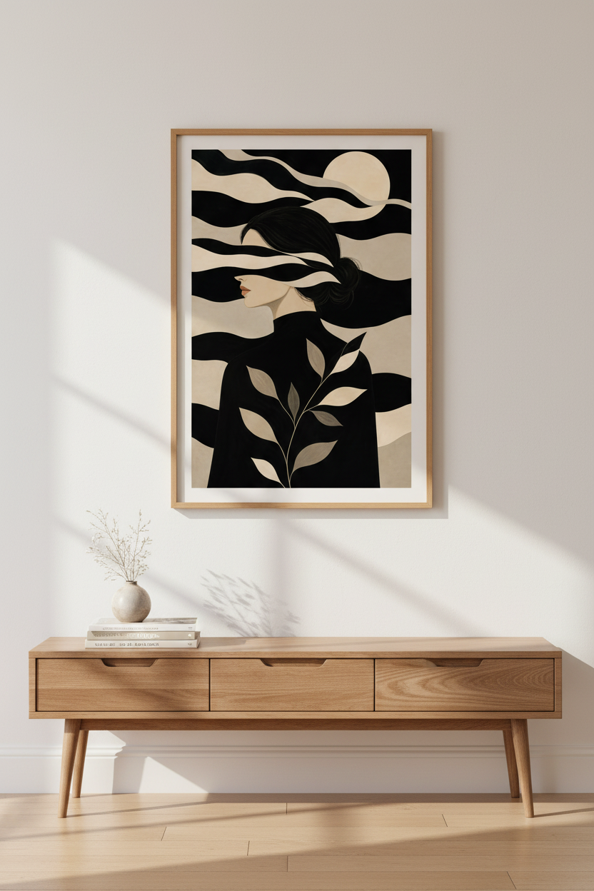 Monochrome portrait Wall Art Print | Living Room Decor | Minimalist Poster