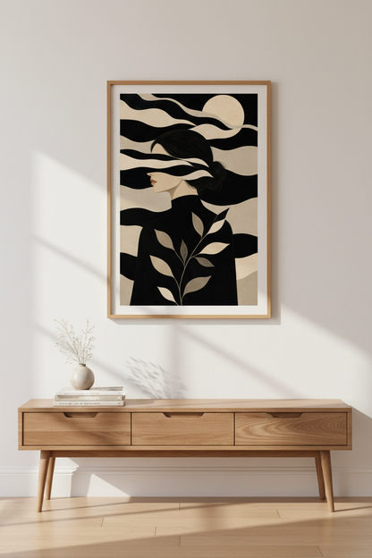Monochrome portrait Wall Art Print | Living Room Decor | Minimalist Poster