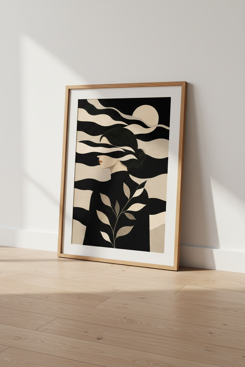 Monochrome portrait Wall Art Print | Living Room Decor | Minimalist Poster