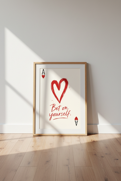 Bet On Yourself Wall Art | Red Ace of Hearts Poster, Preppy Dorm &amp; Office Decor