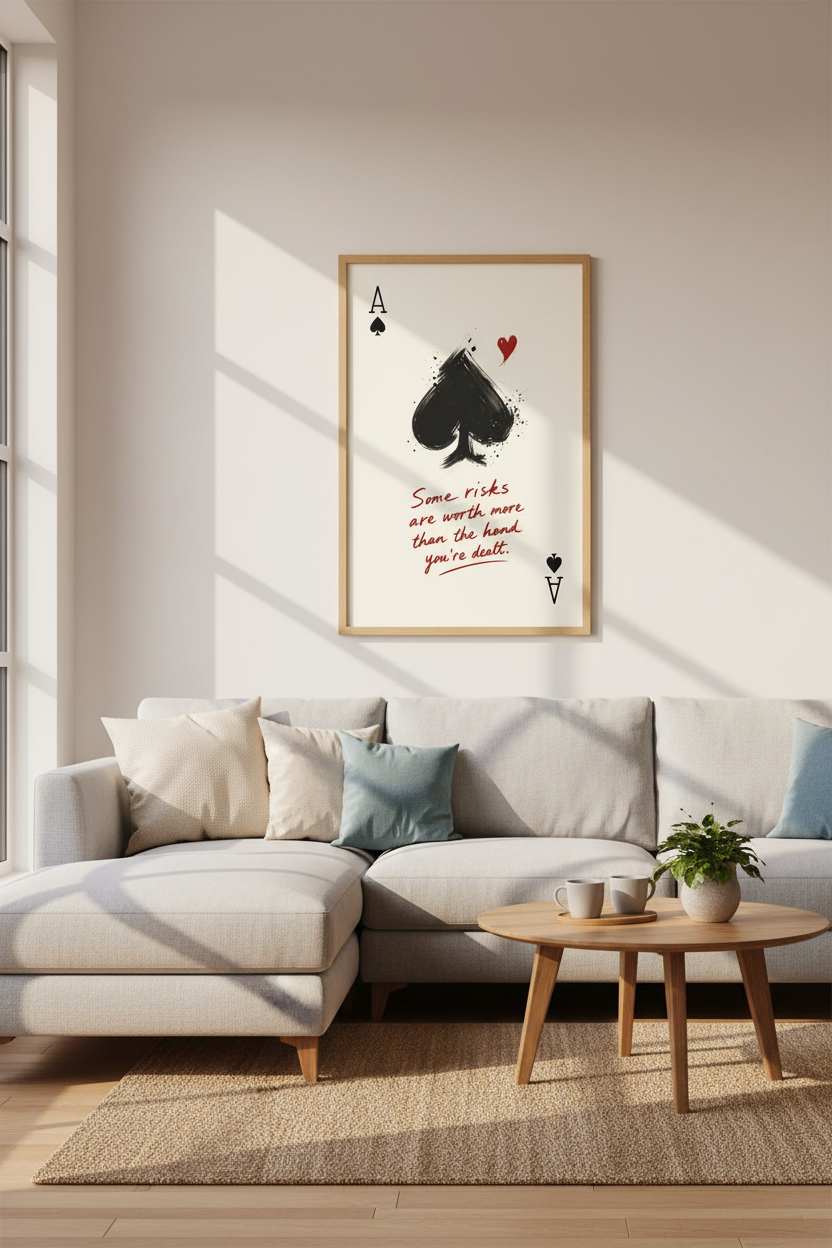 Poker Wall Art Print | Ace of Spades Poster, Man Cave &amp; Game Room Decor