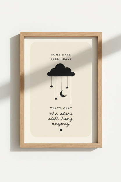 Minimalist Quote Wall Art | Celestial Moon &amp; Stars Poster | Aesthetic Mental Health Decor