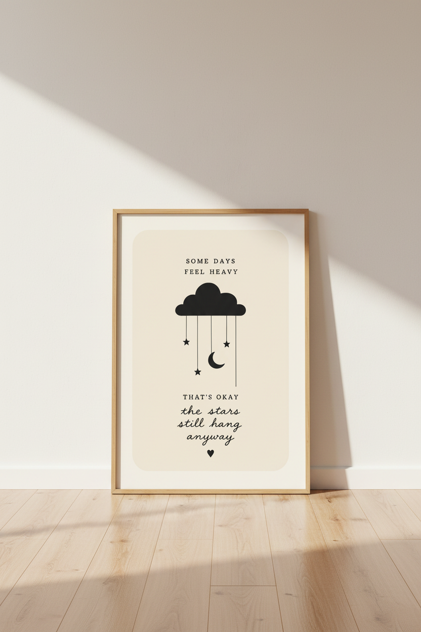 Minimalist Quote Wall Art | Celestial Moon &amp; Stars Poster | Aesthetic Mental Health Decor