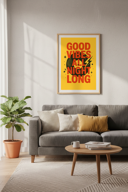 Retro Music Vinyl Wall Art Print | Room Decor | Good Vibes Aesthetic Poster