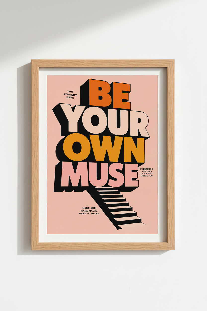 Be Your Own Muse Typography Print | Office Wall Decor | Retro Aesthetic Poster
