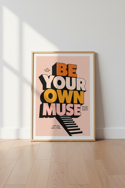 Be Your Own Muse Typography Print | Office Wall Decor | Retro Aesthetic Poster