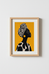 African wall art | Bold silhouette, yellow backdrop | Living room decor