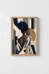 Afro portrait art Wall Art Print | Abstract Blues & Beiges, Living Room Poster