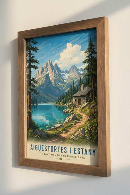 Aigüestortes National Park Spain Print | Mountain Lake Poster, Rustic Cabin Art