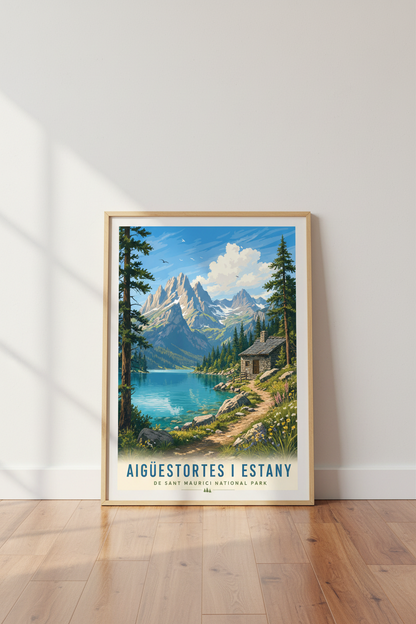 Aigüestortes National Park Spain Print | Mountain Lake Poster, Rustic Cabin Art