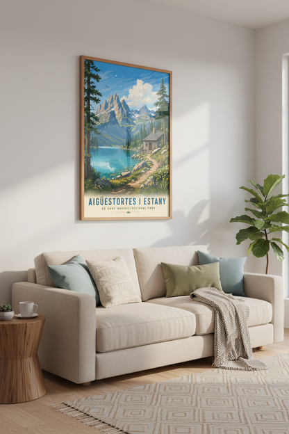 Aigüestortes National Park Spain Print | Mountain Lake Poster, Rustic Cabin Art