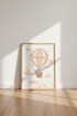 Elephant Hot Air Balloon Wall Art | Peach Watercolor Nursery | Boho Playroom Decor