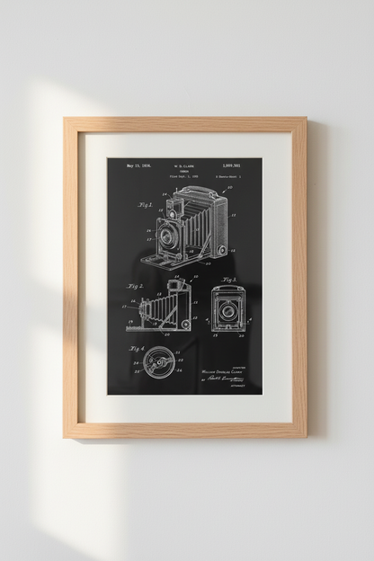 Camera Blueprint Wall Art Print | Living Room Decor | Minimalist Poster
