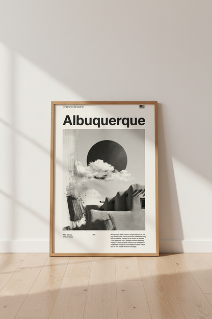 Albuquerque New Mexico Wall Art | Modern Travel Poster | Southwest Living Room Decor