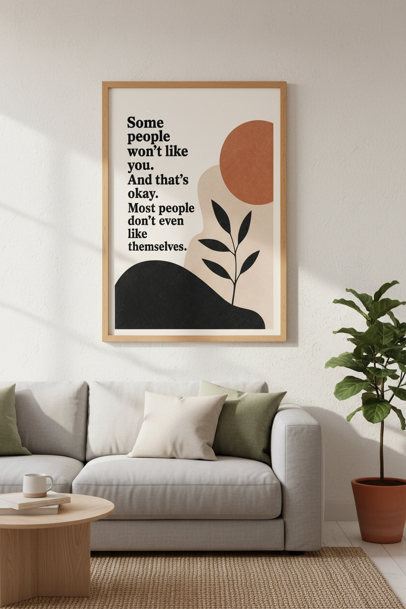Funny Quote Wall Art | Boho Abstract Typography Poster | Office Home Decor