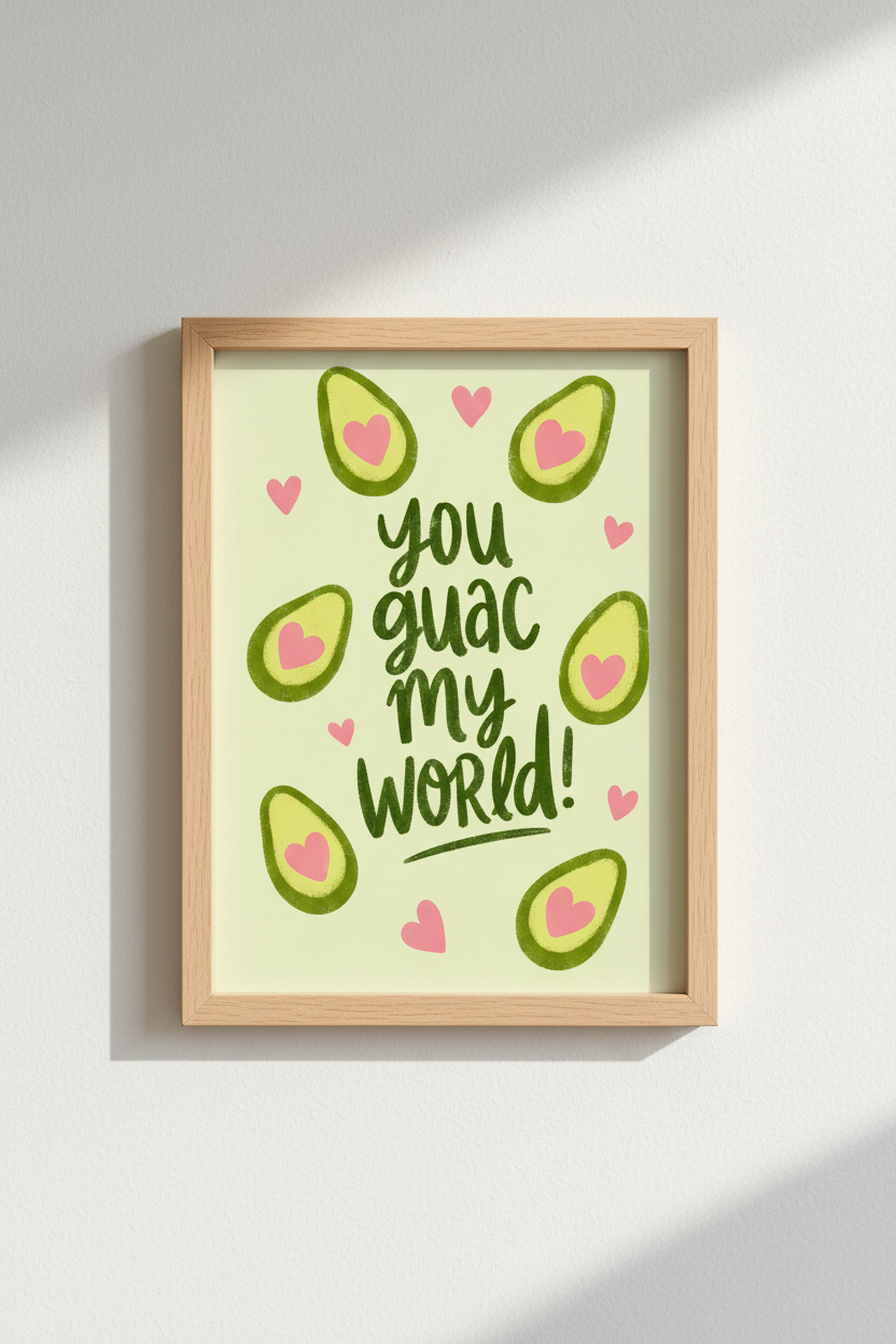 Avocado Pun Art Print | Funny Kitchen Decor, Cute Foodie Poster Gift