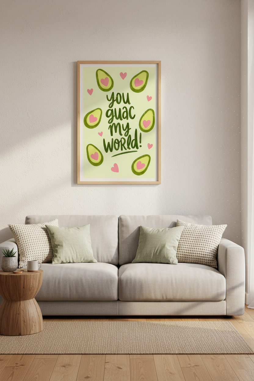 Avocado Pun Art Print | Funny Kitchen Decor, Cute Foodie Poster Gift