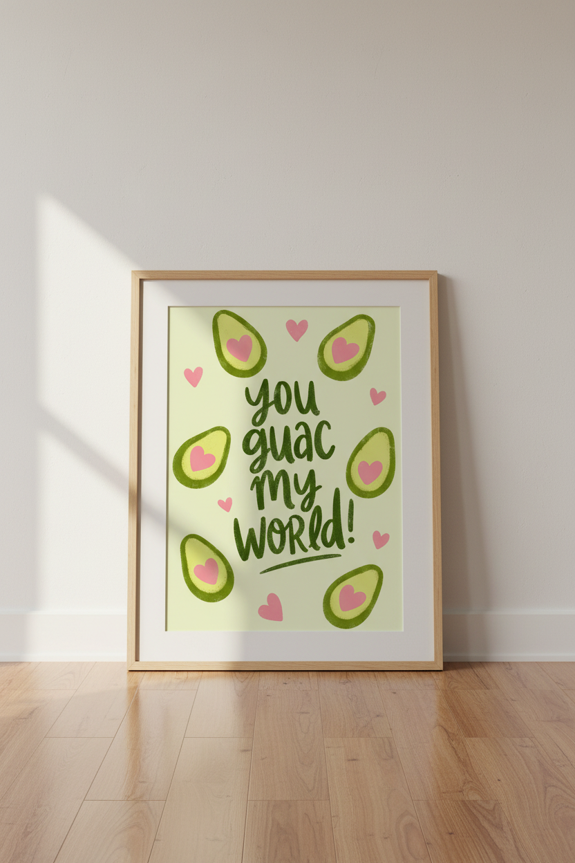 Avocado Pun Art Print | Funny Kitchen Decor, Cute Foodie Poster Gift