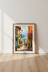 Lake Como Italy Watercolor Art | Mediterranean Landscape, Travel Poster Decor