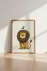 Lion and Bird Nursery Wall Art | Safari Animal Decor | Whimsical Storybook Poster