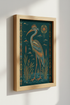 Heron Bird Wall Art | Tribal Boho Teal Print, Southwestern Living Room Decor