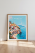Amalfi Italy Travel Wall Art | Pastel Coastal Print, Living Room Decor Poster