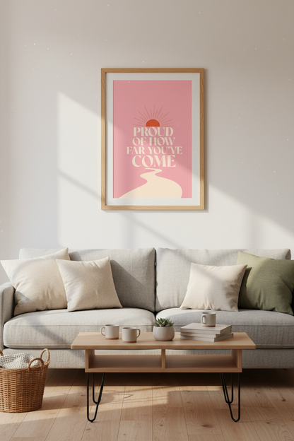 Inspirational Wall Art | Sunset Peach Sunburst, Cozy Living Room Decor