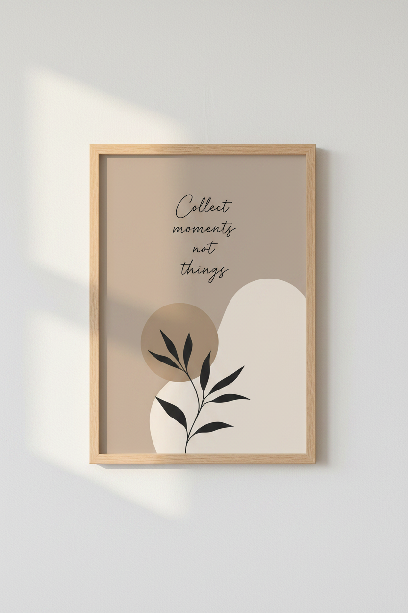 Collect Moments Wall Art Print | Neutral Boho Botanical Decor | Minimalist Poster