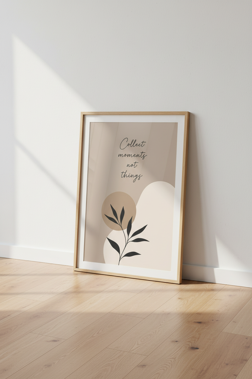 Collect Moments Wall Art Print | Neutral Boho Botanical Decor | Minimalist Poster