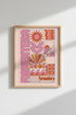 Formentera Spain Retro Travel Poster | Pink & Orange Boho Wall Art | 70s Aesthetic Print