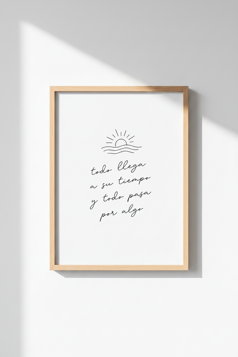Spanish Quote Wall Art | Minimalist Todo Llega Print, Modern Home Decor