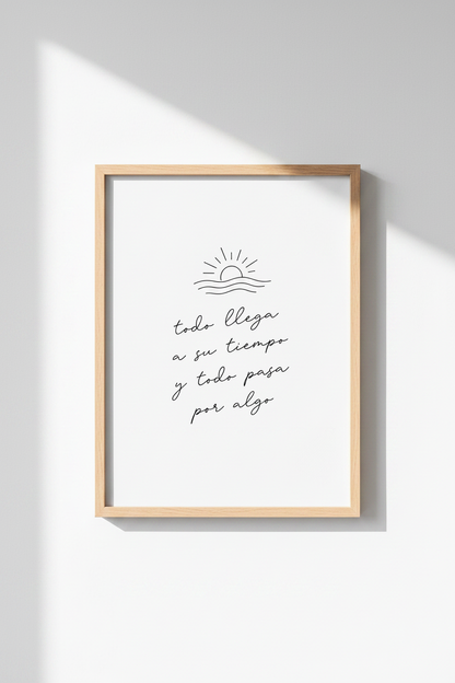 Spanish Quote Wall Art | Minimalist Todo Llega Print, Modern Home Decor