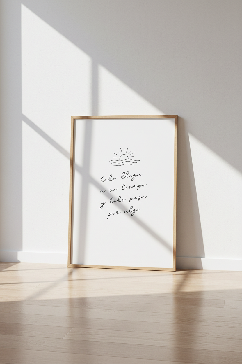 Spanish Quote Wall Art | Minimalist Todo Llega Print, Modern Home Decor