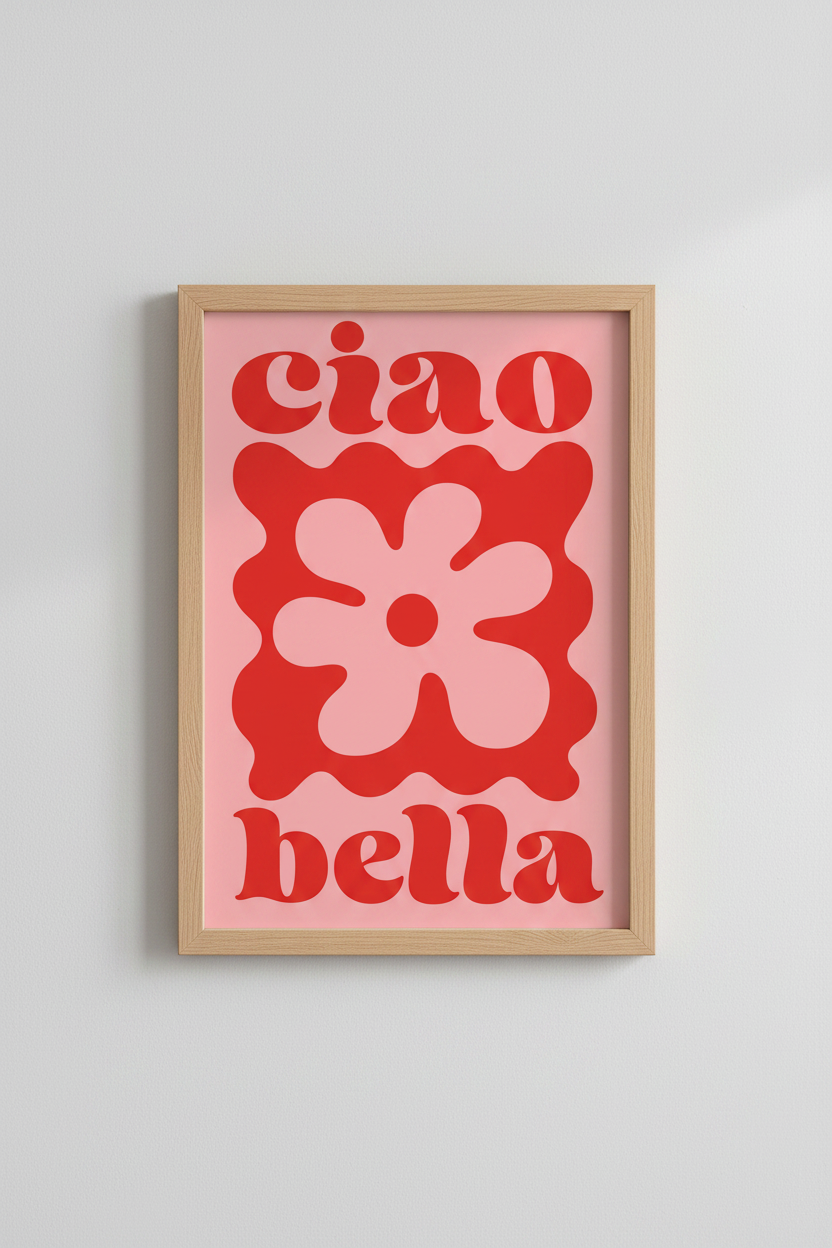 Pop Art Poster | Pink &amp; Red Abstract Floral, Living Room Decor