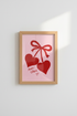 Mon Chéri Heart Cherry Wall Art | Red Pink Coquette Decor | French Quote Poster