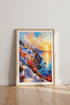 Santorini Sunset Wall Art | Greece Landscape Print | Mediterranean Coastal Decor Poster