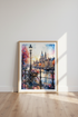 Amsterdam Canal Watercolor Wall Art | European Cityscape Print, Living Room Decor