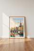 Amsterdam | Vintage Travel Poster, Dutch Canal & Windmill Wall Art Print