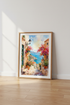 Italian Mediterranean Coast Watercolor Wall Art | Coastal Living Room Decor | Amalfi