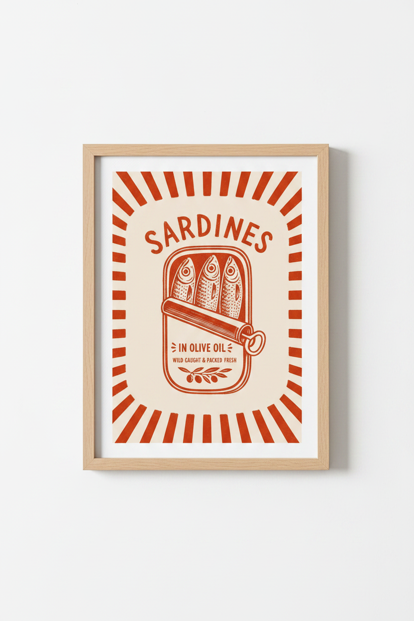 Sardine Can Wall Art Print | Kitchen Decor | Retro Poster