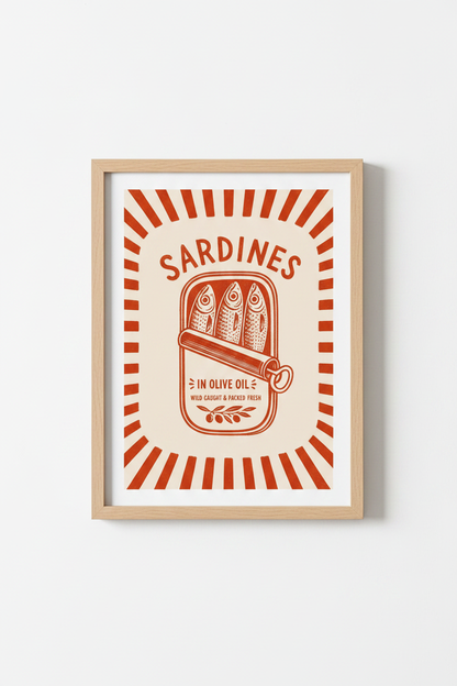Sardine Can Wall Art Print | Kitchen Decor | Retro Poster