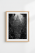 Dark Jungle Temple Print | Ancient Ruins Wall Art, Moody Black and White Poster