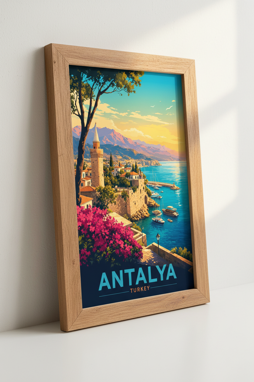 Antalya Turkey Wall Art Print | Travel Poster | Mediterranean Coastal Decor