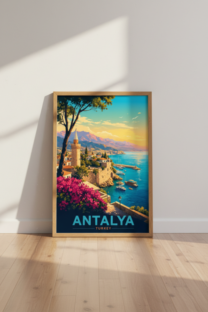 Antalya Turkey Wall Art Print | Travel Poster | Mediterranean Coastal Decor