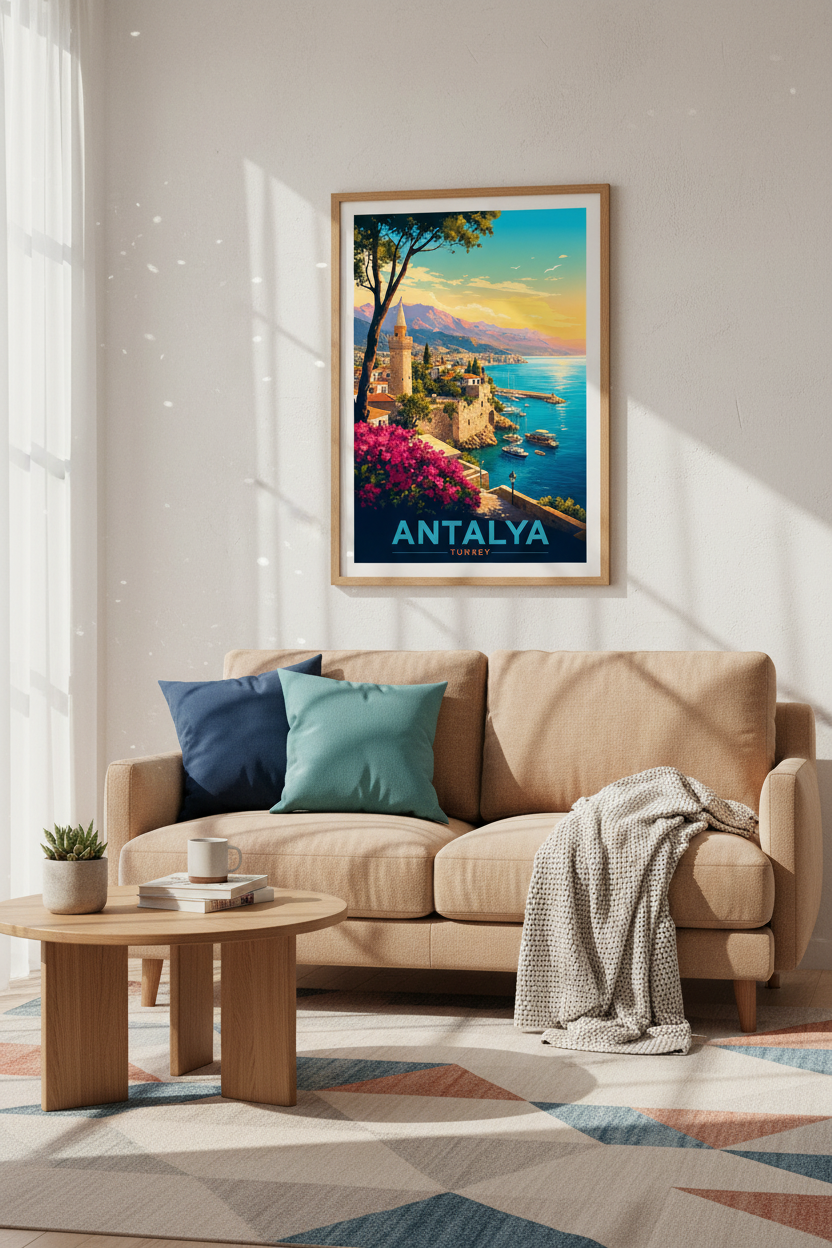 Antalya Turkey Wall Art Print | Travel Poster | Mediterranean Coastal Decor
