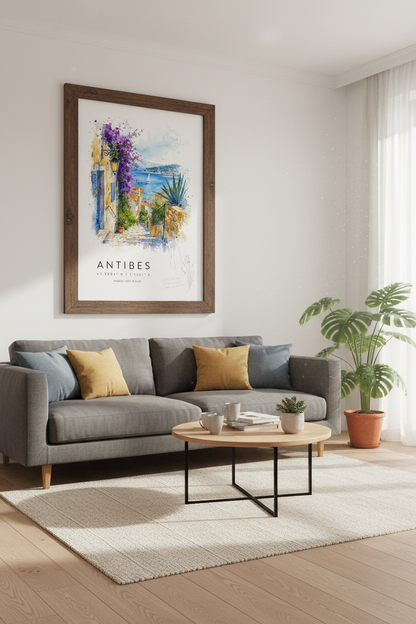 Antibes France Watercolor Art Print | French Riviera Travel Poster | Coastal Decor
