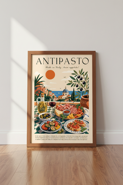 Antipasto Italian Food Wall Art Print | Kitchen Dining Decor | Mediterranean Poster
