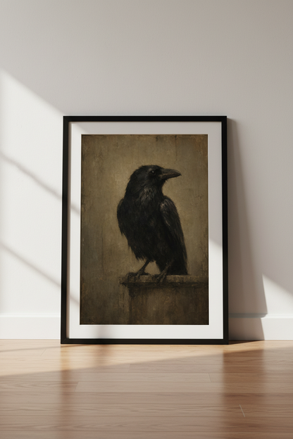 Gothic Raven Wall Art | Dark Academia Crow Poster, Moody Home Decor Art